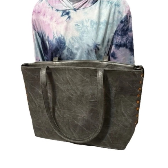 Gray Textured Tote Bag with Sturdy Handles - Picture 1 of 5